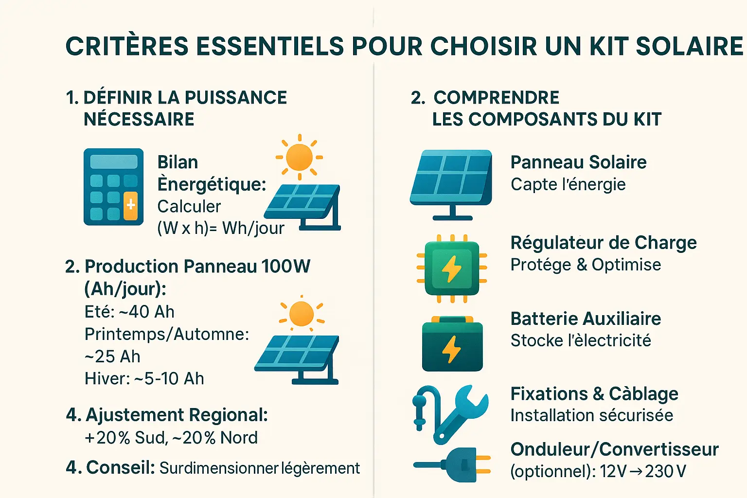 Illustration d'un kit solaire pour camping-car