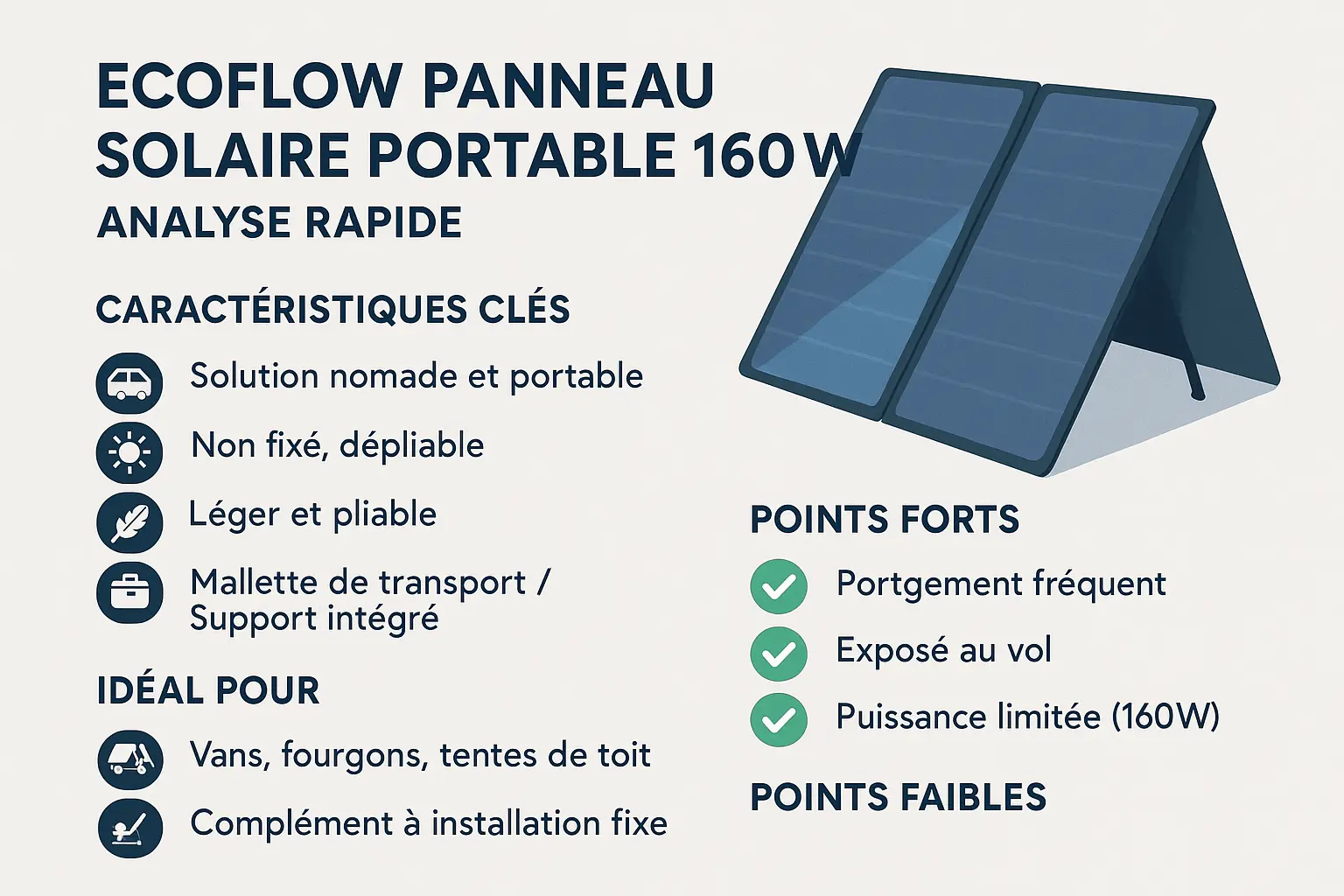 Panneau solaire ECOFLOW 160W plié dans sa housse de transport
