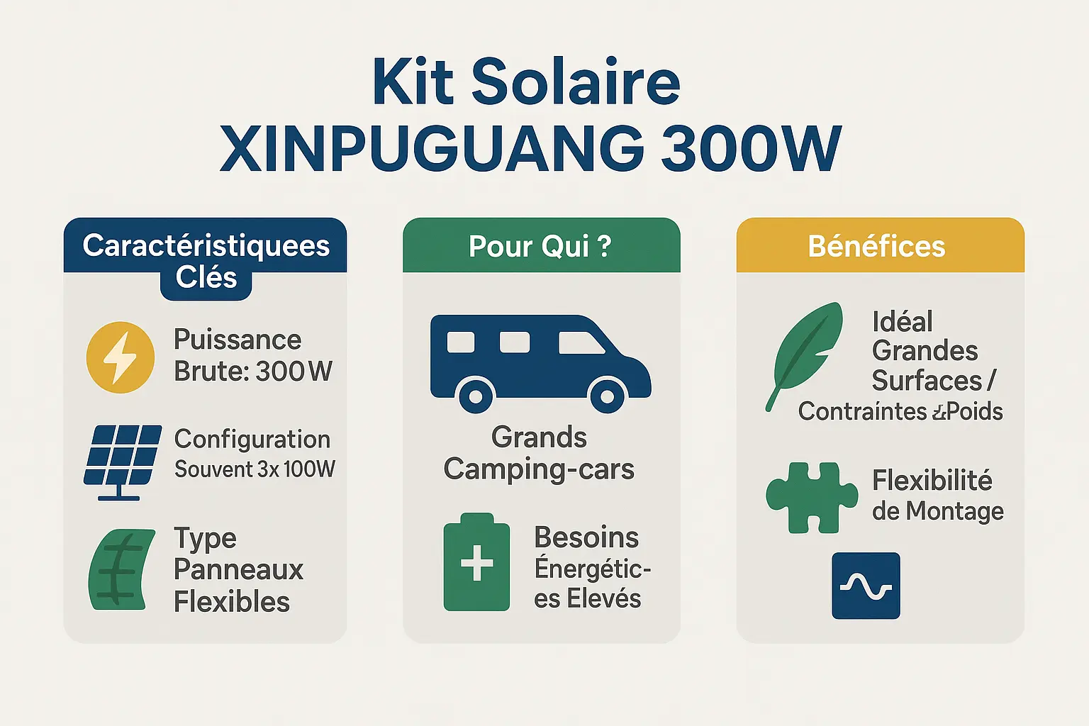Kit solaire XINPUGUANG 300W pour camping-car