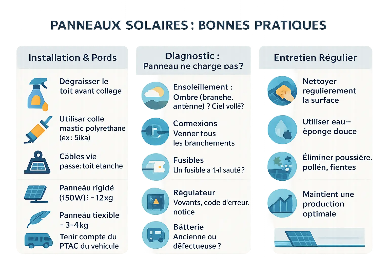 Installation d'un panneau solaire sur un camping-car